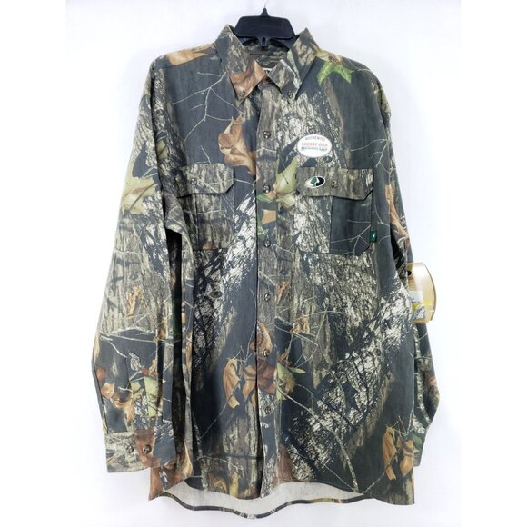 Mossy Oak Camouflage Button Down Hunting Shirt XL Cotton Long Sleeve Outdoor - Picture 1 of 8